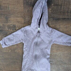 Kendi - Purple with stars Sweatsuit romper/onesie - 6-12mo